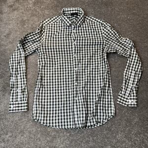 ASOS Men’s‎ Medium Green White Gingham Check Button Down Shirt Casual Slim